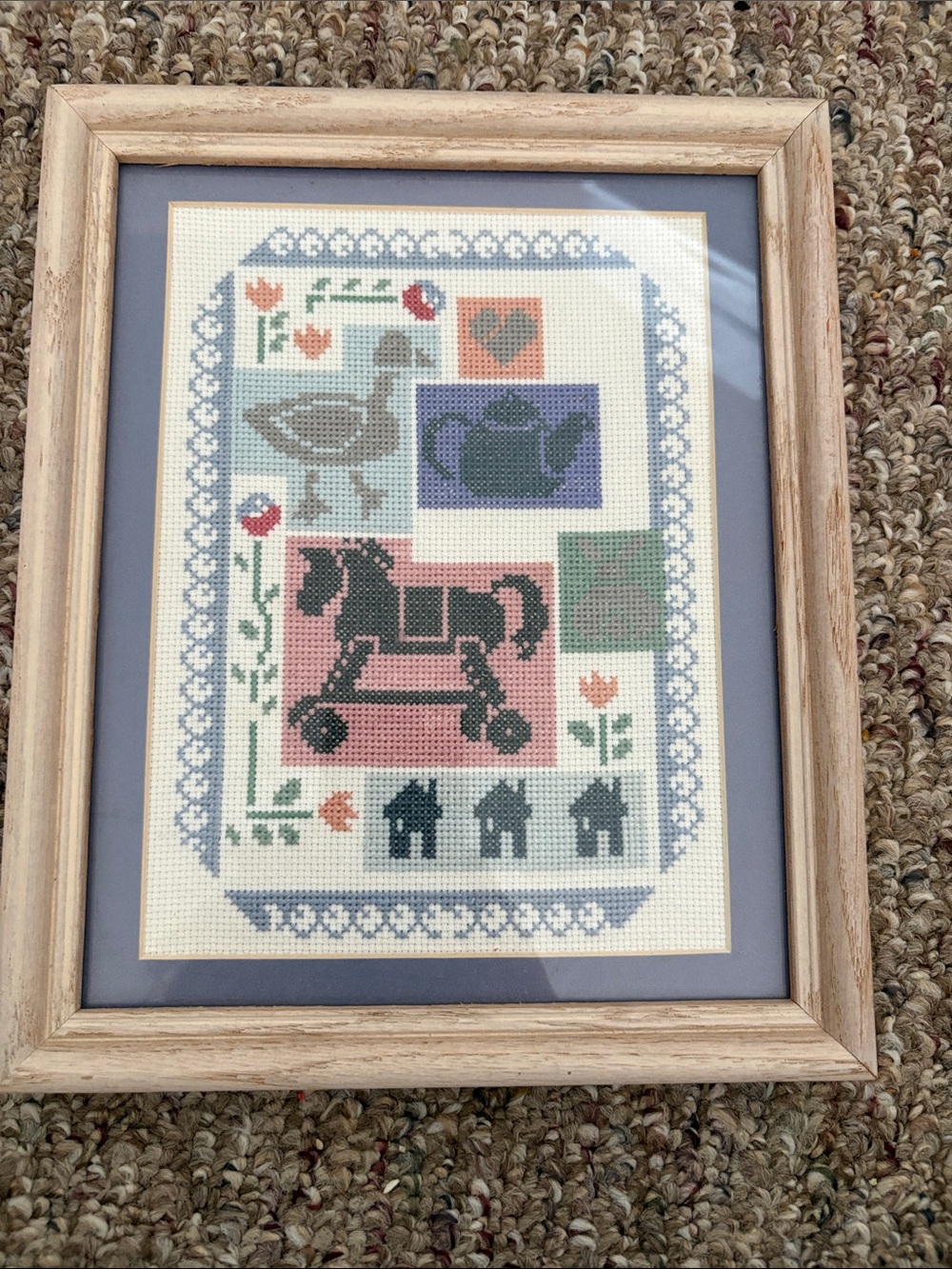 Framed Cross Stitch - perfect for baby girls room